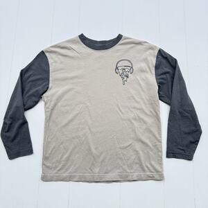 George Boys Pizza Logo Long Sleeve Shirt Tan Gray Medium 7-8